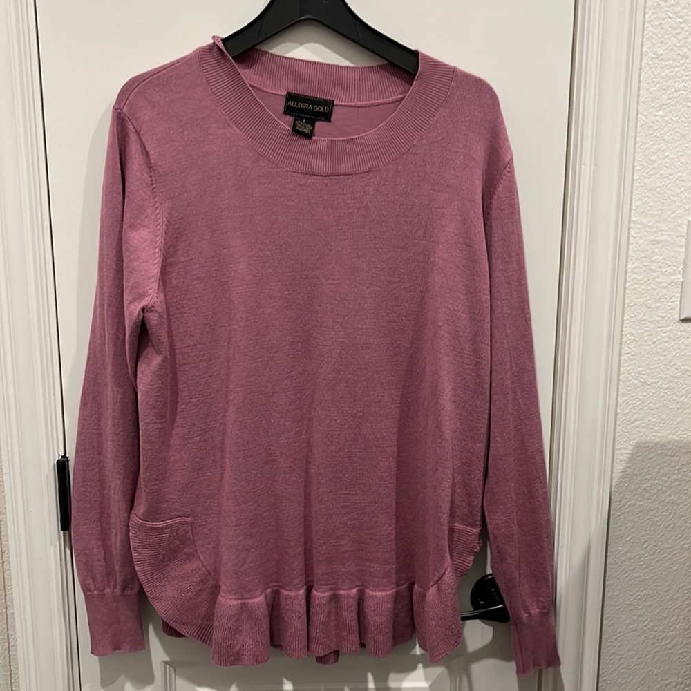 VGUC Allegra Gold mauve tunic sweater size large